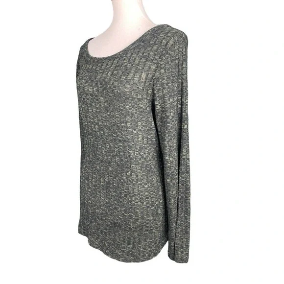 No Boundaries Shirt Size XL (15-17) Dark Green Black Ribbed Knit Long Sleeve - Picture 2 of 6